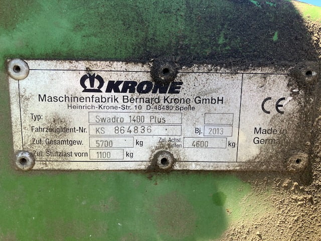KRONE SWADRO 1400 P RAKE
