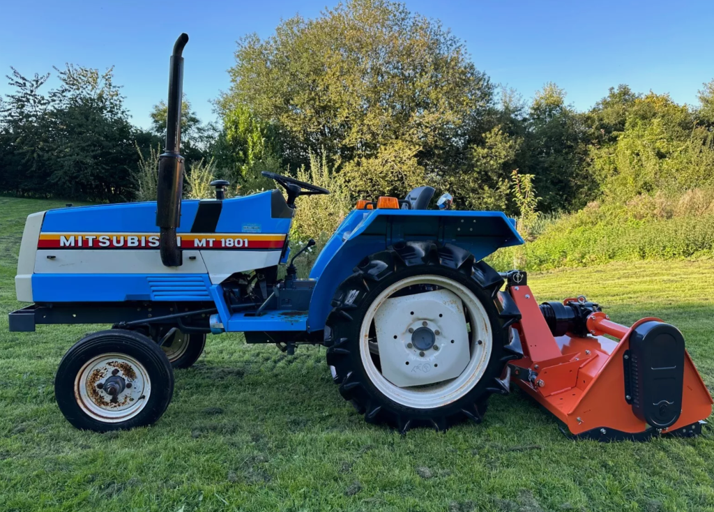 MITSUBISHI MT1801 2WD compact tractor & new 4ft flail mower