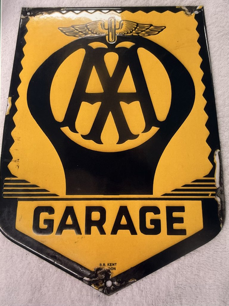 Small enamel AA Garage sign