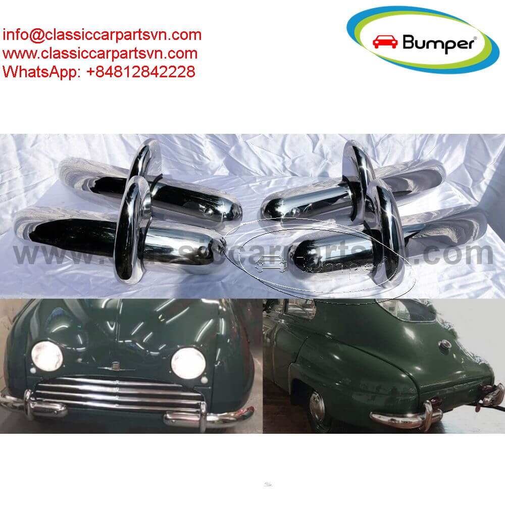 Saab 92 (1949-1951) and Saab 92B (1952-1956) bumpers by stainless steel new