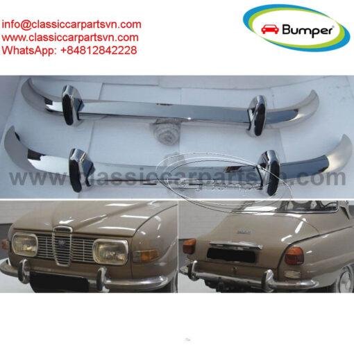 Saab 96 (1965-1975) longnose bumpers by stainless steel new