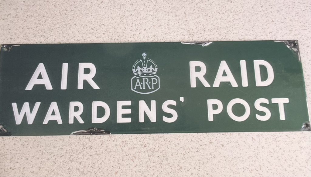 Enamel sign Air Raid Wardens Post ARP