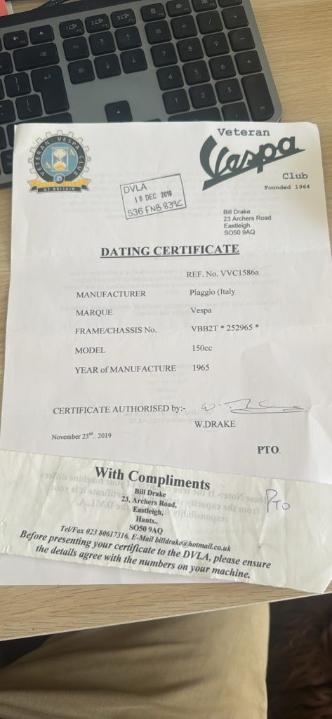 Vespa VBB 150 - Original, Stock, Certificated