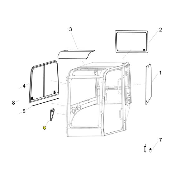 Yanmar Genuine Cabin Front Right Glass SV60