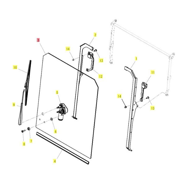 Yanmar Genuine Upper Front Window Glass SV17VT