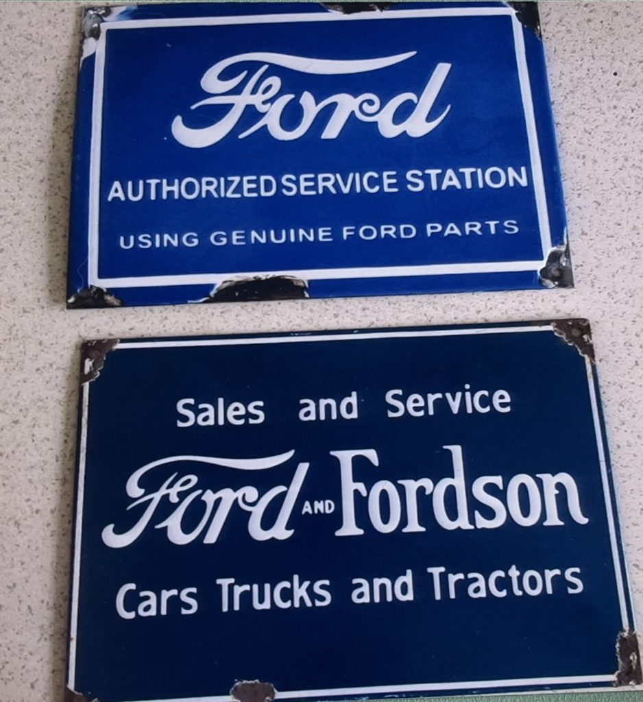 2 Ford Fordson enamel sign