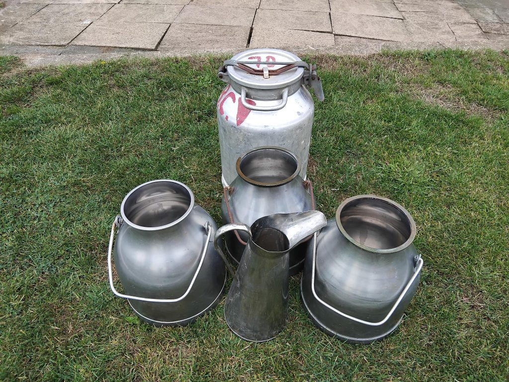 Stainless steel milk churns and jug
