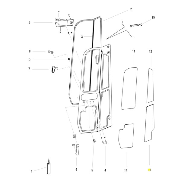 Yanmar Genuine Lower Right Door Glass Vio27-6