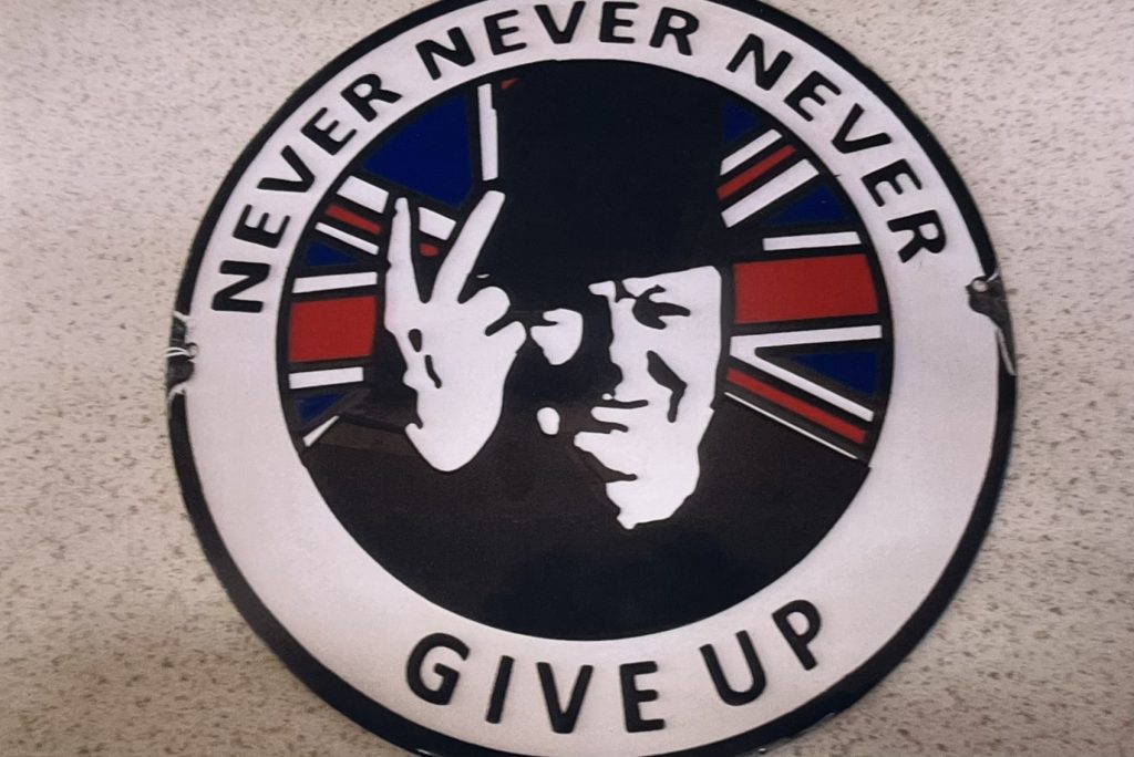 Never Never Never Winston Churchill Enamel Sign