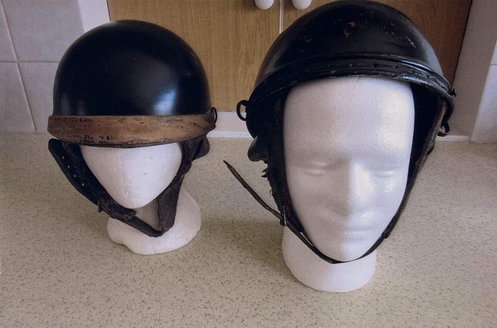 2 Vintage Crash Helmets