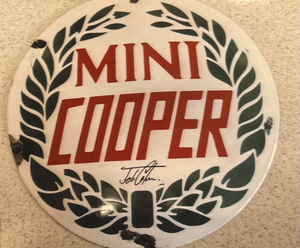 Mini Cooper Enamel Sign
