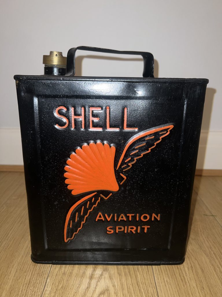 Shell Aviation Spirit 2-gallon petrol can