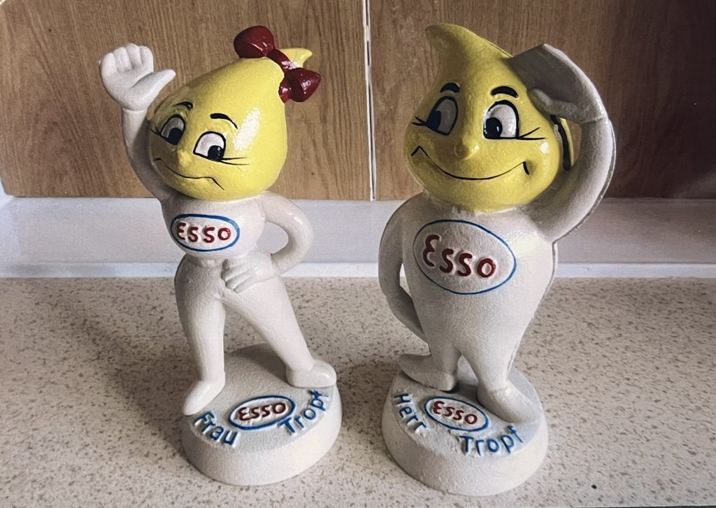 2 Esso Oil Drip Lady and Man Money Boxes