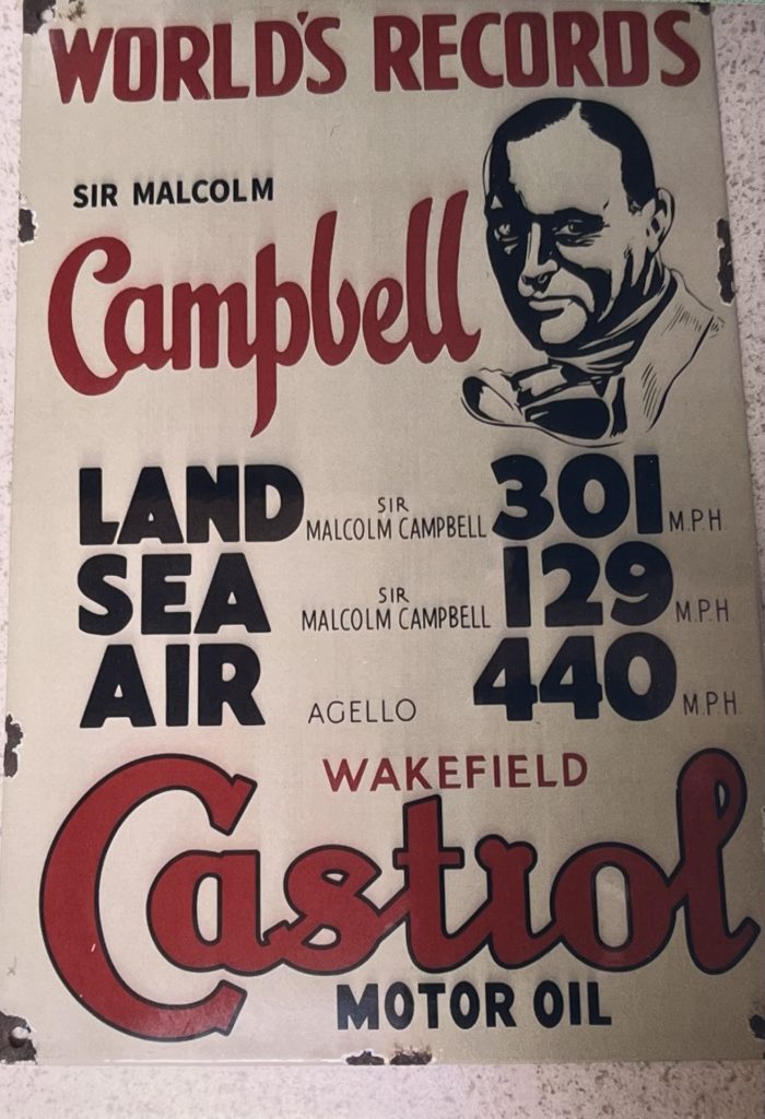 World Records Sir Malcolm Campbell Land Sea Air Records Castrol Wakefield enamel sign