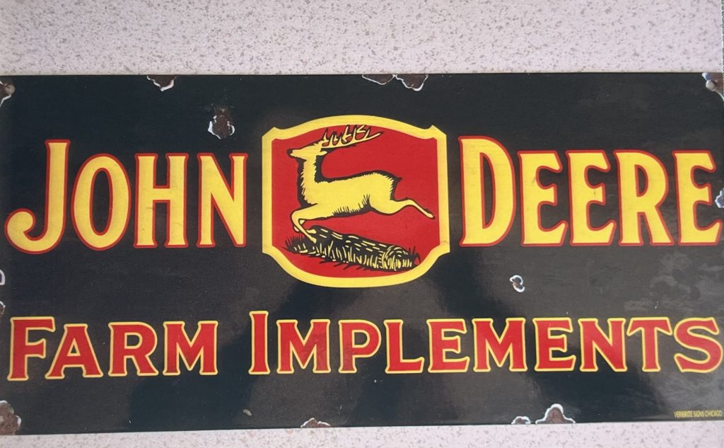 Enamel Sign John Deere Farm Implements