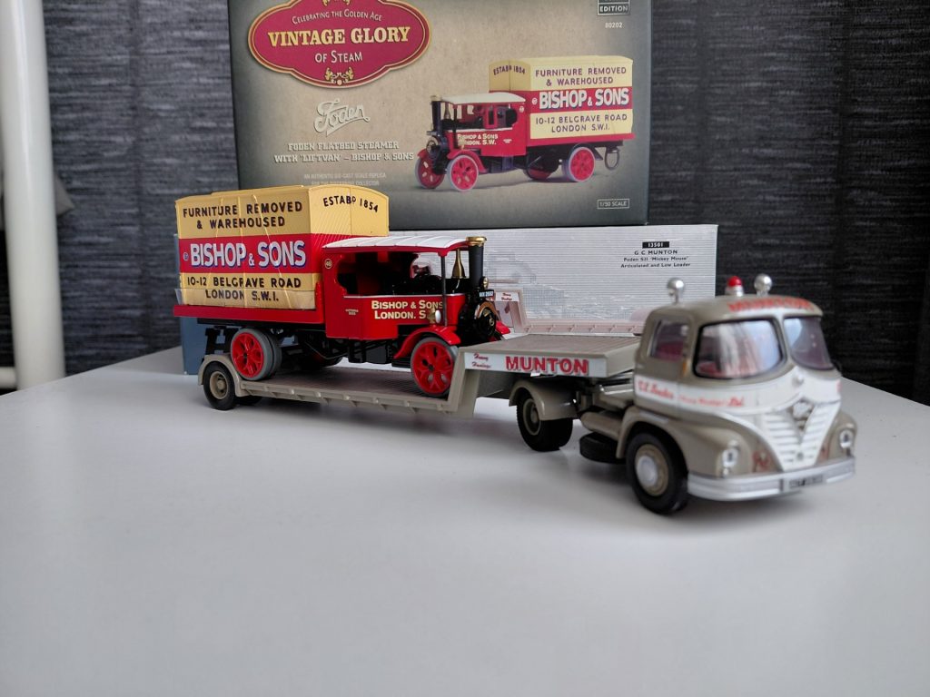 Foden S21 Mickey Mouse low loader with Foden steam van as load