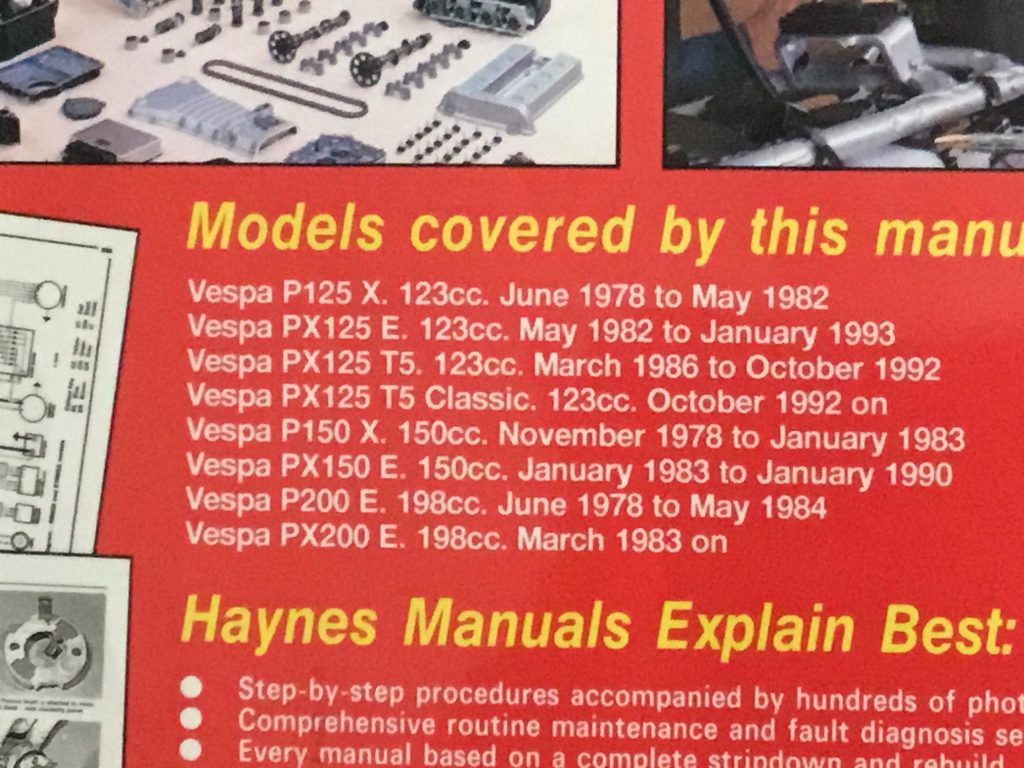 VESPA P/PX125, Haynes Workshop Manual