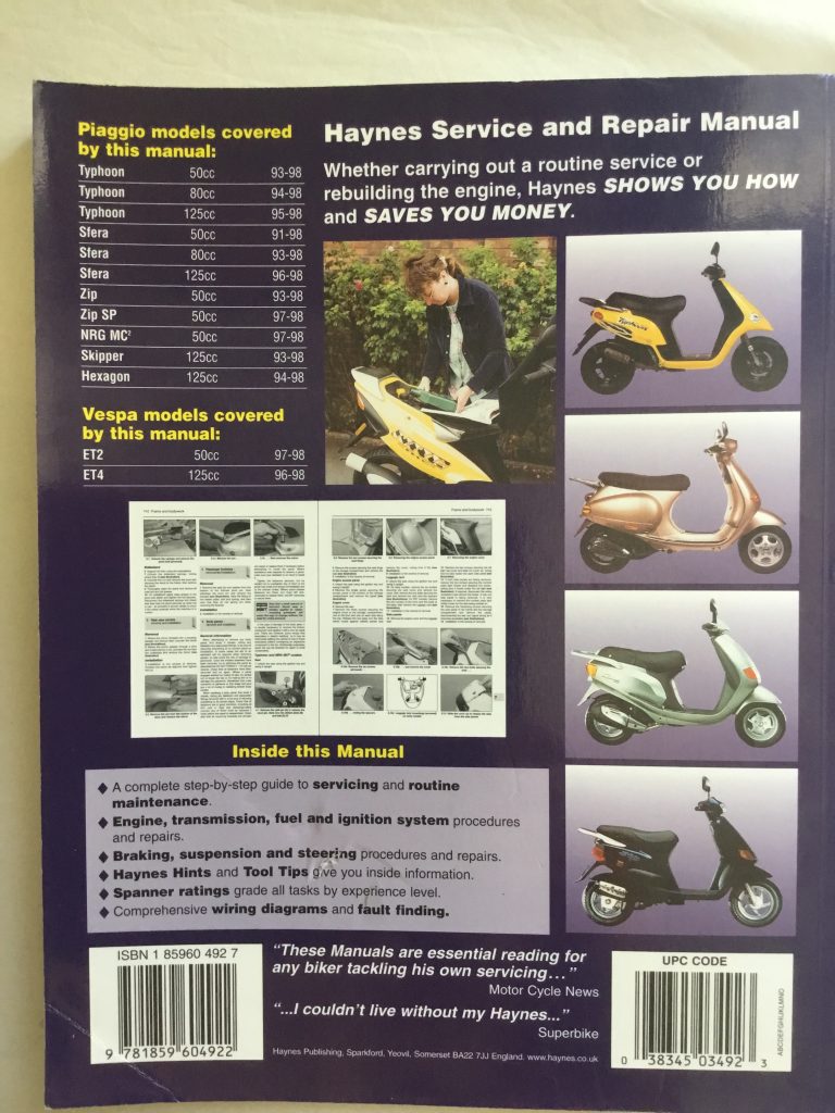 Piaggo/Vespa Haynes Workshop Manual