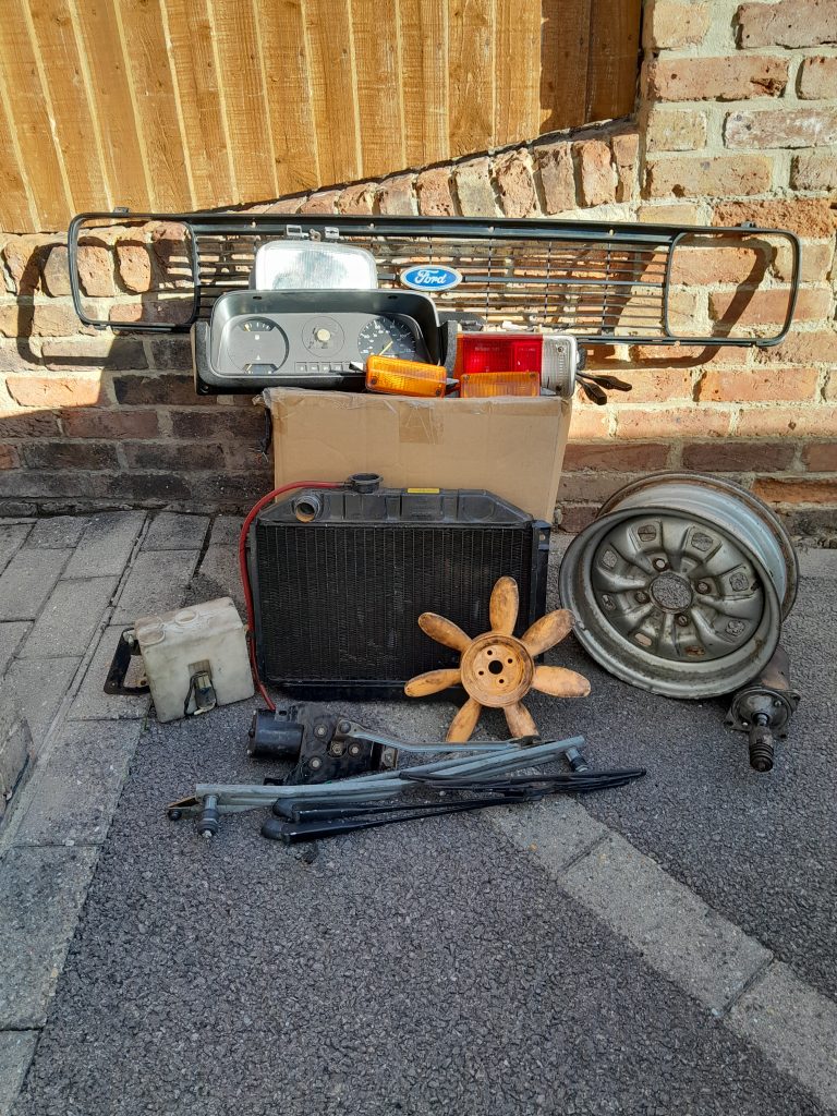 Box of assorted Escort Mk 2 spares