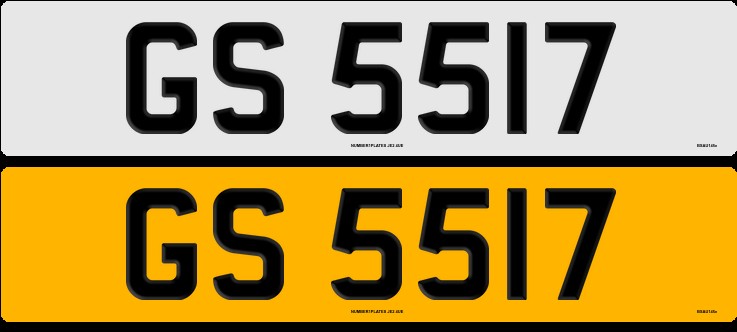 Personalised registration number GS 5517 on retention certificate